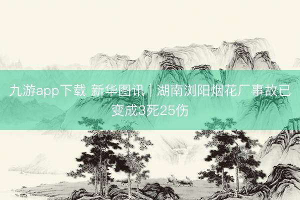 九游app下载 新华图讯 | 湖南浏阳烟花厂事故已变成3死25伤
