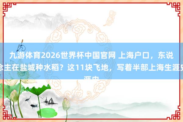 九游体育2026世界杯中国官网 上海户口，东说念主在盐城种水稻？这11块飞地，写着半部上海生涯史