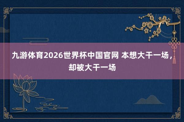 九游体育2026世界杯中国官网 本想大干一场,却被大干一场