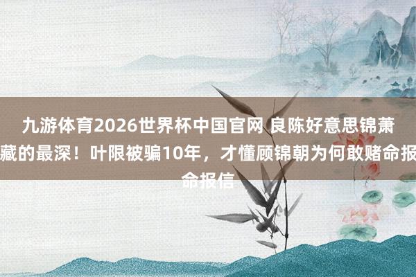 九游体育2026世界杯中国官网 良陈好意思锦萧游藏的最深！叶限被骗10年，才懂顾锦朝为何敢赌命报信