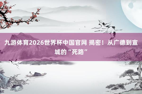 九游体育2026世界杯中国官网 揭密！从广德到宣城的“死路”