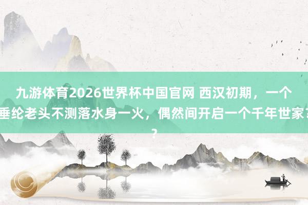 九游体育2026世界杯中国官网 西汉初期，一个垂纶老头不测落水身一火，偶然间开启一个千年世家？