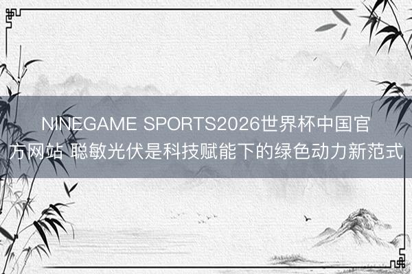 NINEGAME SPORTS2026世界杯中国官方网站 聪敏光伏是科技赋能下的绿色动力新范式