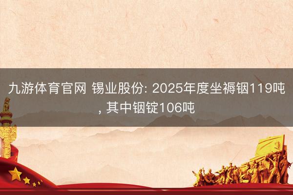 九游体育官网 锡业股份: 2025年度坐褥铟119吨， 其中铟锭106吨