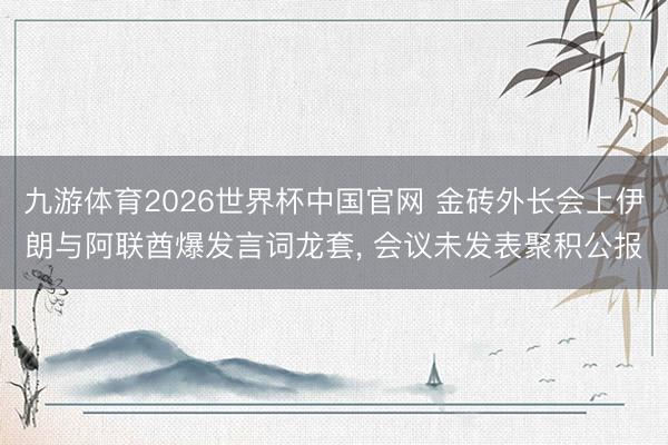 九游体育2026世界杯中国官网 金砖外长会上伊朗与阿联酋爆发言词龙套， 会议未发表聚积公报