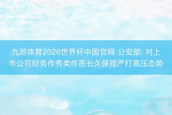 九游体育2026世界杯中国官网 公安部: 对上市公司财务作秀类作恶长久保捏严打高压态势