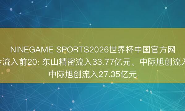 NINEGAME SPORTS2026世界杯中国官方网站 主力资金流入前20: 东山精密流入33.77亿元、中际旭创流入27.35亿元
